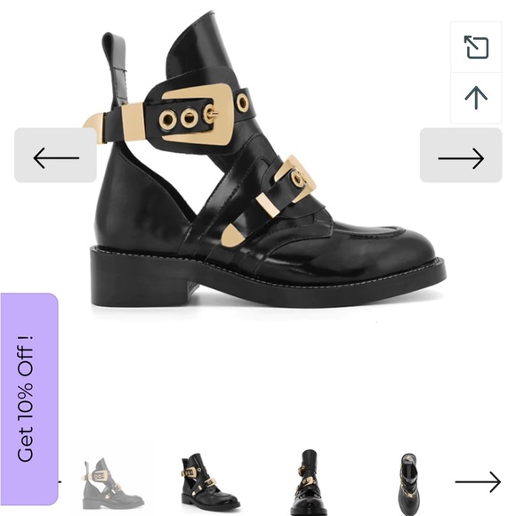 ISO Black Cutout Moto Boots with gold buckles - Picture 6 of 6